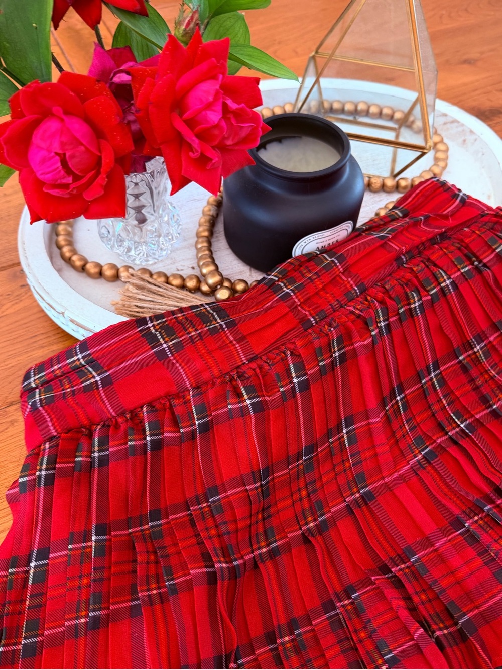 Antonio Melani Katrina Tartan Plaid Layered Ruffled Red Black Holiday Skirt 6 - Picture 14 of 16